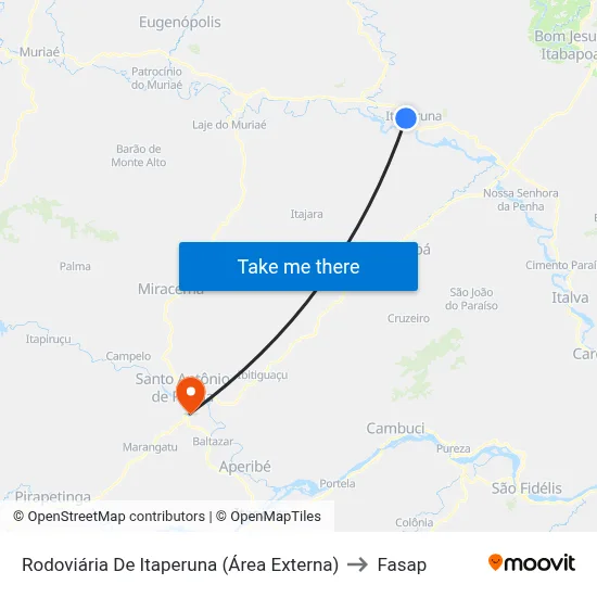 Rodoviária De Itaperuna (Área Externa) to Fasap map