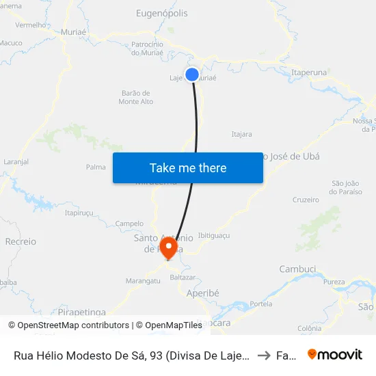 Rua Hélio Modesto De Sá, 93 (Divisa De Laje Do Muriaé) to Fasap map