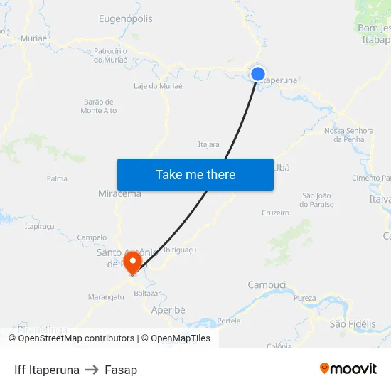 Iff Itaperuna to Fasap map