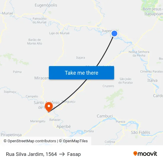 Rua Silva Jardim, 1564 to Fasap map