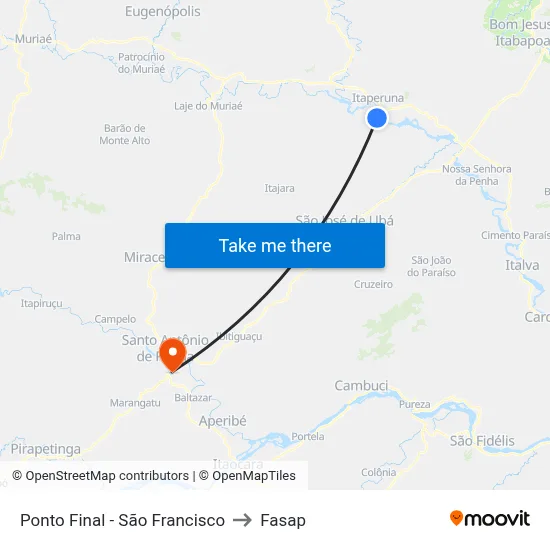 Ponto Final - São Francisco to Fasap map