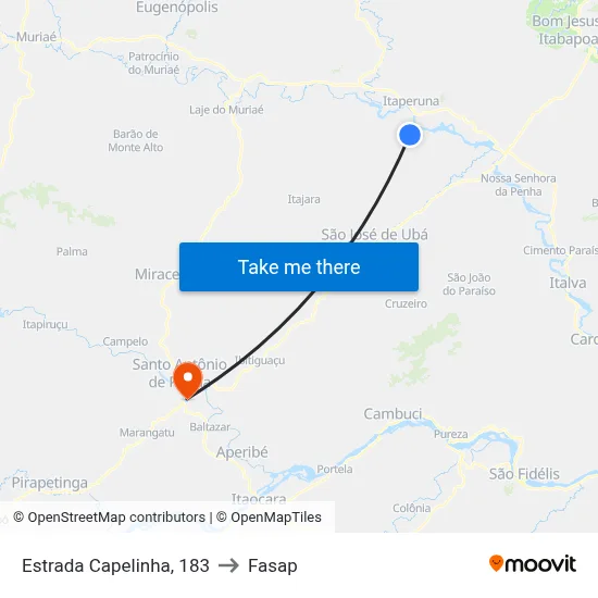 Estrada Capelinha, 183 to Fasap map
