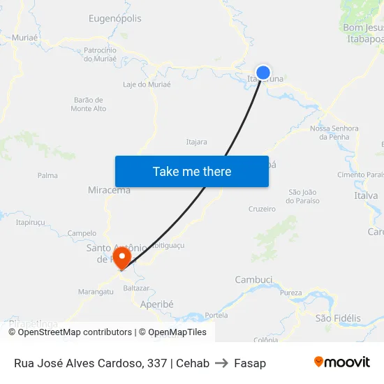 Rua José Alves Cardoso, 337 | Cehab to Fasap map