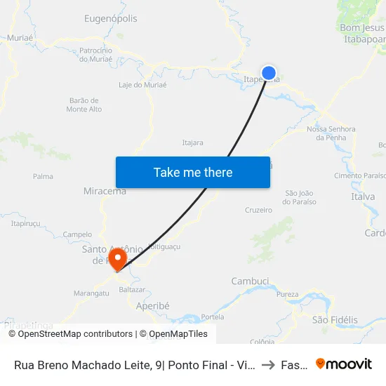 Rua Breno Machado Leite, 9| Ponto Final - Vinhosa to Fasap map