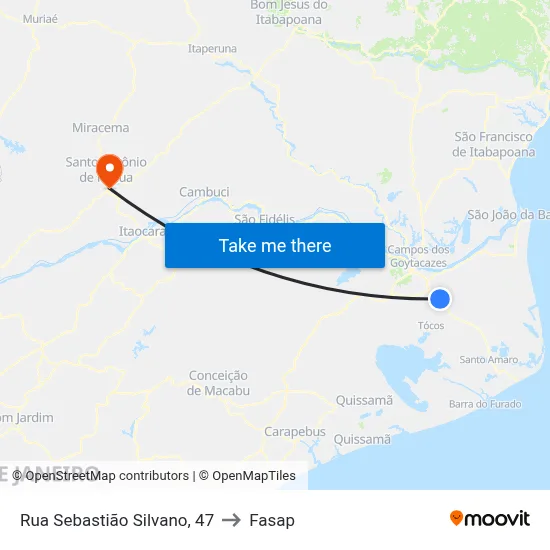 Rua Sebastião Silvano, 47 to Fasap map
