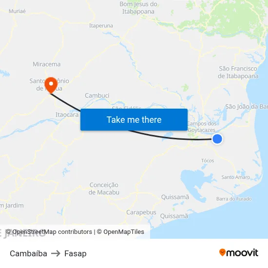 Cambaíba to Fasap map