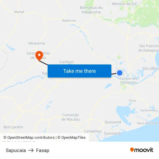 Sapucaia to Fasap map