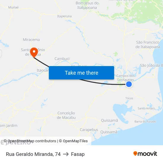 Rua Geraldo Miranda, 74 to Fasap map