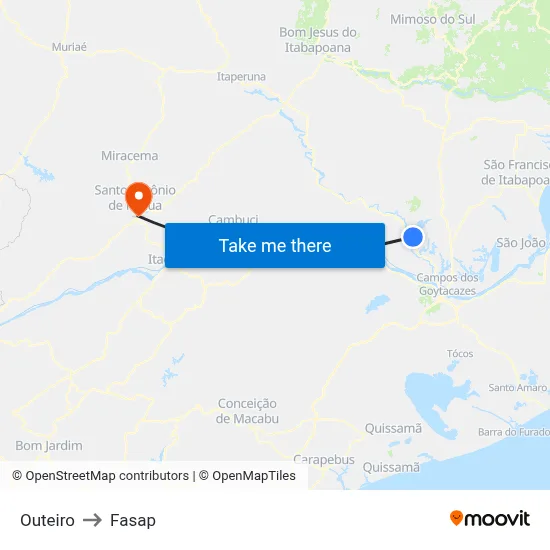 Outeiro to Fasap map