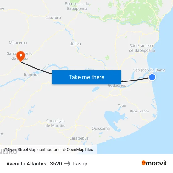 Avenida Atlântica, 3520 to Fasap map