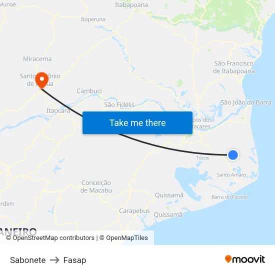 Sabonete to Fasap map
