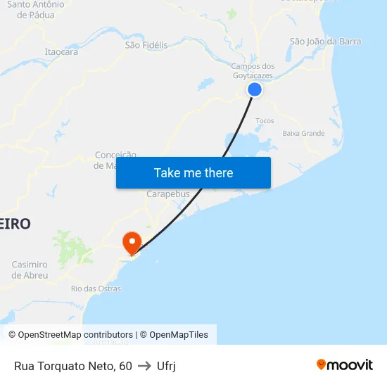 Rua Torquato Neto, 60 to Ufrj map