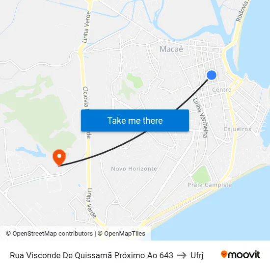Rua Visconde De Quissamã Próximo Ao 643 to Ufrj map