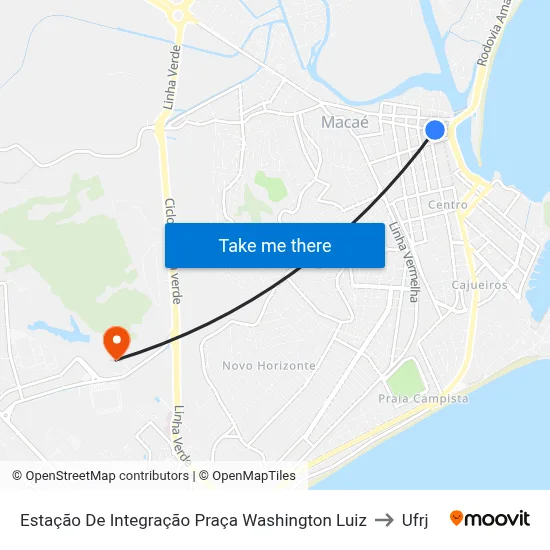 Estação De Integração Praça Washington Luiz to Ufrj map