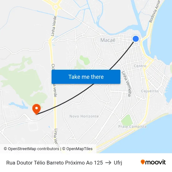 Rua Doutor Télio Barreto Próximo Ao 125 to Ufrj map