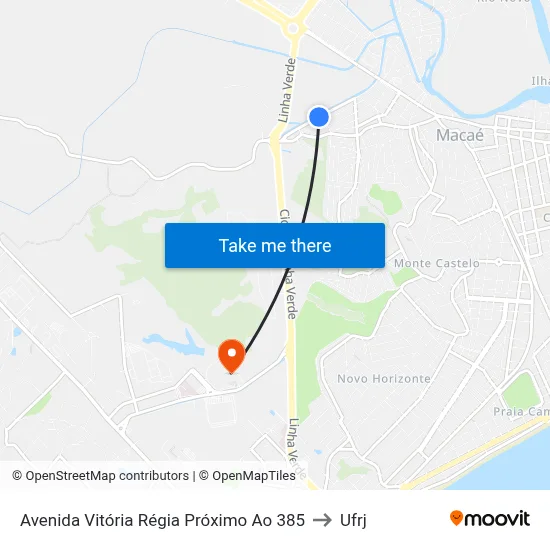 Avenida Vitória Régia Próximo Ao 385 to Ufrj map