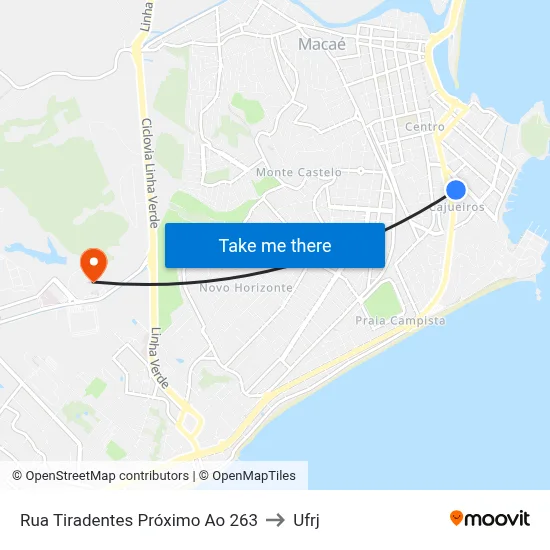 Rua Tiradentes Próximo Ao 263 to Ufrj map