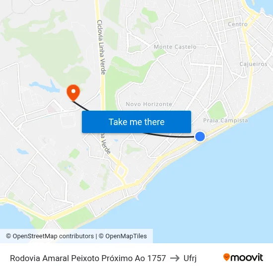 Rodovia Amaral Peixoto Próximo Ao 1757 to Ufrj map