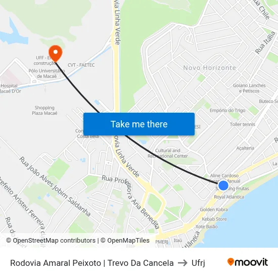 Rodovia Amaral Peixoto | Trevo Da Cancela to Ufrj map