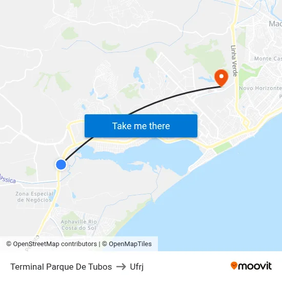 Terminal Parque De Tubos to Ufrj map