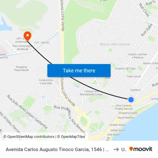 Avenida Carlos Augusto Tinoco Garcia, 1546 | Extra Supermercado to Ufrj map