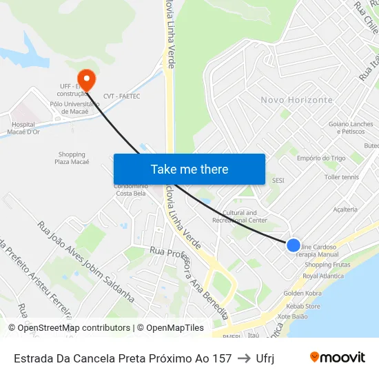 Estrada Da Cancela Preta Próximo Ao 157 to Ufrj map