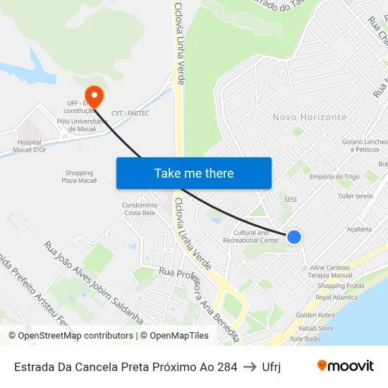Estrada Da Cancela Preta Próximo Ao 284 to Ufrj map