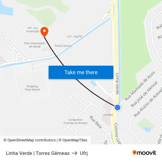 Linha Verde | Torres Gêmeas to Ufrj map