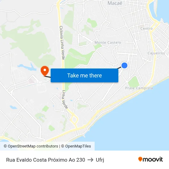 Rua Evaldo Costa Próximo Ao 230 to Ufrj map