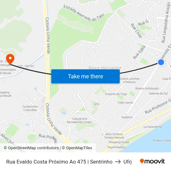 Rua Evaldo Costa Próximo Ao 475 | Sentrinho to Ufrj map