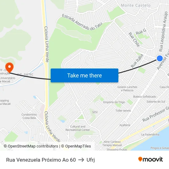 Rua Venezuela Próximo Ao 60 to Ufrj map