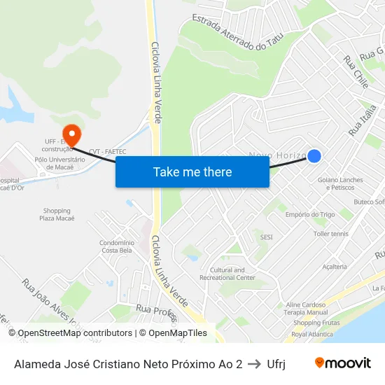 Alameda José Cristiano Neto Próximo Ao 2 to Ufrj map