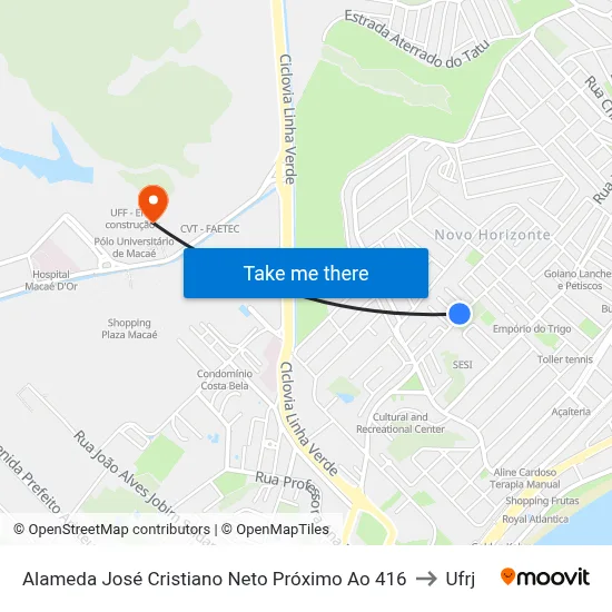 Alameda José Cristiano Neto Próximo Ao 416 to Ufrj map