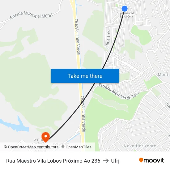 Rua Maestro Vila Lobos Próximo Ao 236 to Ufrj map