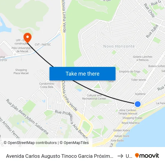 Avenida Carlos Augusto Tinoco Garcia Próximo Ao 1545 to Ufrj map