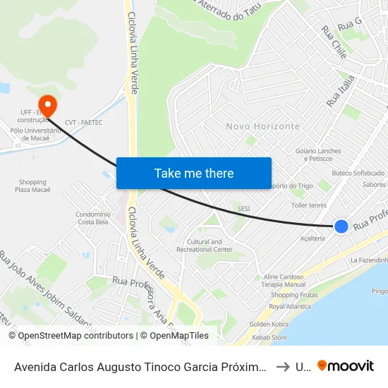 Avenida Carlos Augusto Tinoco Garcia Próximo Ao 1401 to Ufrj map