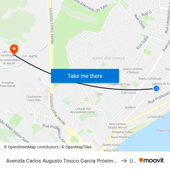 Avenida Carlos Augusto Tinoco Garcia Próximo Ao 1111 to Ufrj map