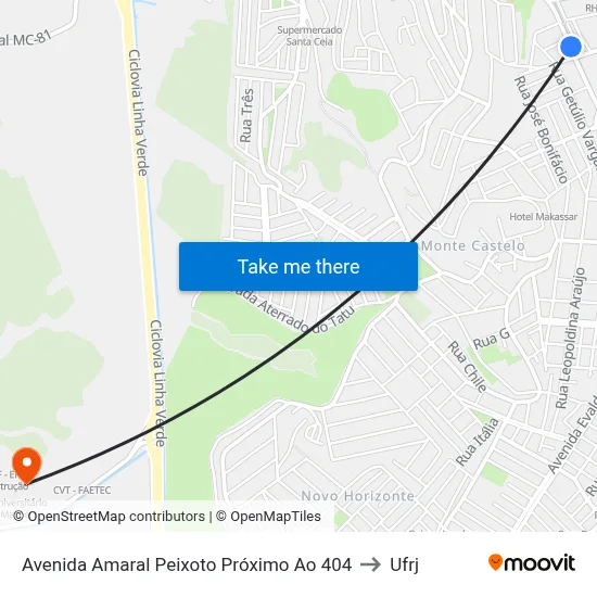 Avenida Amaral Peixoto Próximo Ao 404 to Ufrj map
