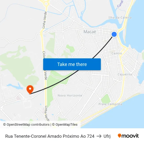 Rua Tenente-Coronel Amado Próximo Ao 724 to Ufrj map