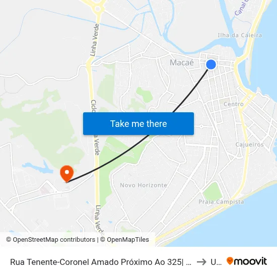 Rua Tenente-Coronel Amado Próximo Ao 325| Unimed to Ufrj map