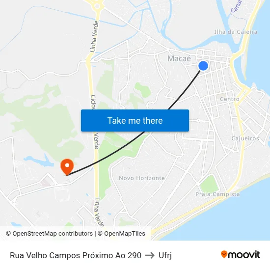 Rua Velho Campos Próximo Ao 290 to Ufrj map