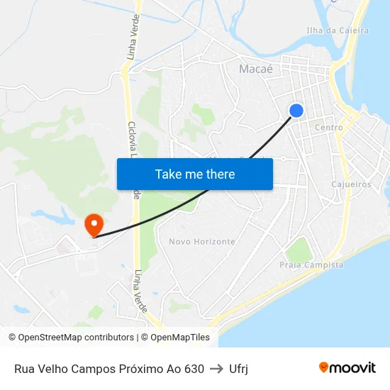 Rua Velho Campos Próximo Ao 630 to Ufrj map