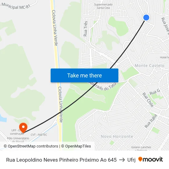 Rua Leopoldino Neves Pinheiro Próximo Ao 645 to Ufrj map