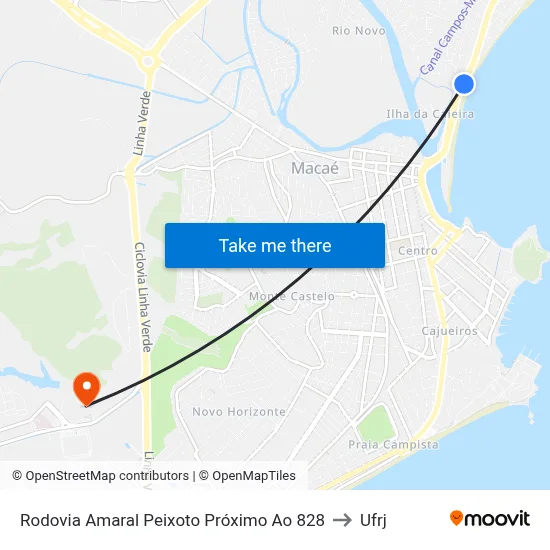 Rodovia Amaral Peixoto Próximo Ao 828 to Ufrj map