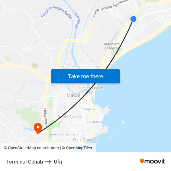 Terminal Cehab to Ufrj map