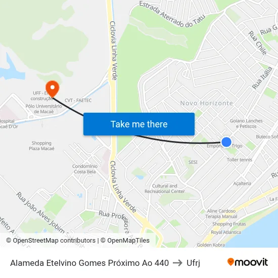 Alameda Etelvino Gomes Próximo Ao 440 to Ufrj map