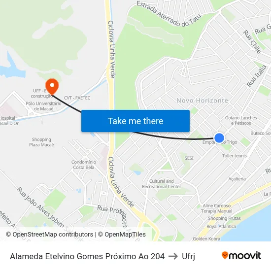 Alameda Etelvino Gomes Próximo Ao 204 to Ufrj map