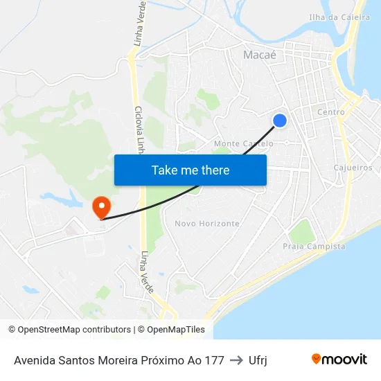 Avenida Santos Moreira Próximo Ao 177 to Ufrj map
