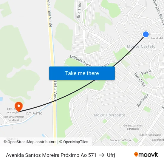 Avenida Santos Moreira Próximo Ao 571 to Ufrj map