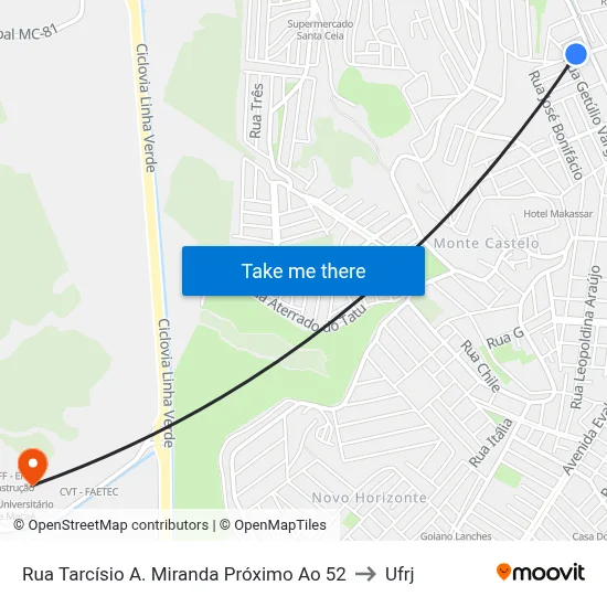 Rua Tarcísio A. Miranda Próximo Ao 52 to Ufrj map
